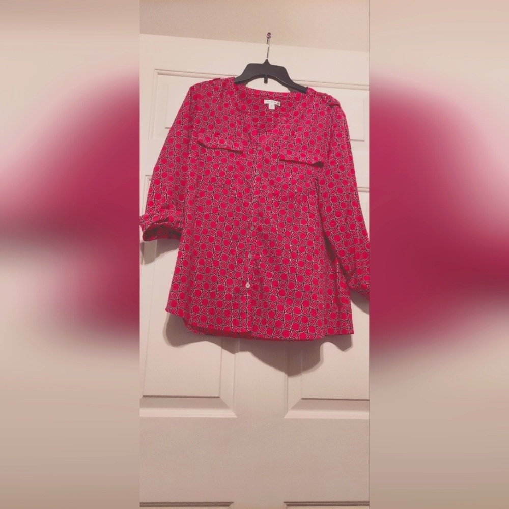 Ladies button up blouse beautiful pink color and design .